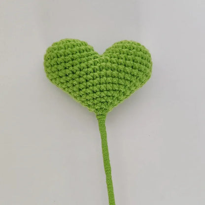 Decorbites™ Herzförmiges gehäkelter Blumenstrauß - Handgefertigte Hochzeits- und Wohnraumausstattung & Familien-Geschenk