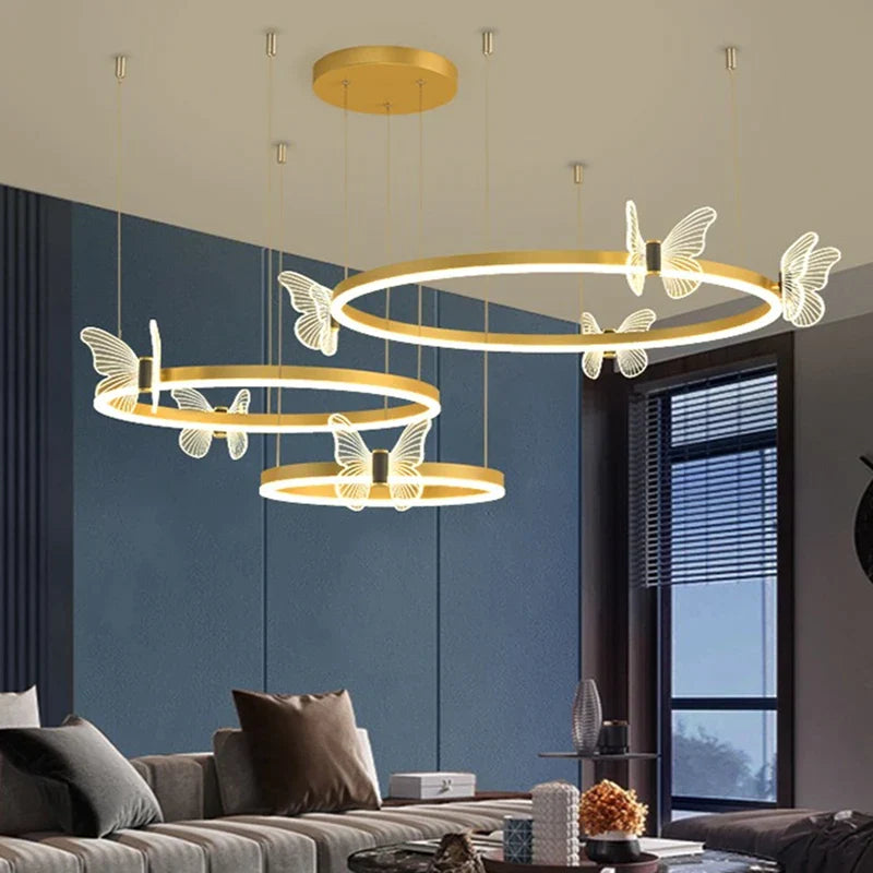Gold Butterfly LED Chandelier For Bedroom