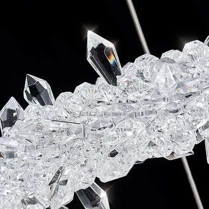 DecorBites™ Crystal Flower LED Chandelier: Elegant Round Pendant Light for Dining & Living Room