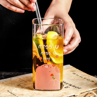 Decorbites™ 400ML Glas-Kaffeetasse mit farbenfrohem Muster für Milch, Bier, Tee und mehr