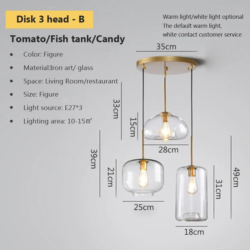 Decorbites™ Industrielles Loft-Glas-Hängeleuchte für Küchen- und Restaurantdekoration