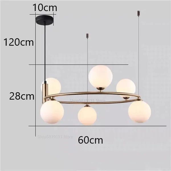 DecorBites™ Glass Ball Pendant Chandelier, Adjustable Height, Modern Nordic Design