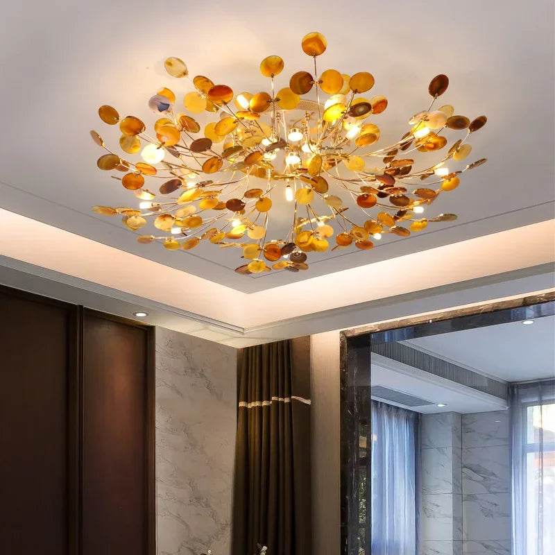Decorbites™ Blatt-Achat-Deckenleuchte: Modernes nordisches Jade-Design für Wohnzimmer, Restaurant, Schlafzimmer