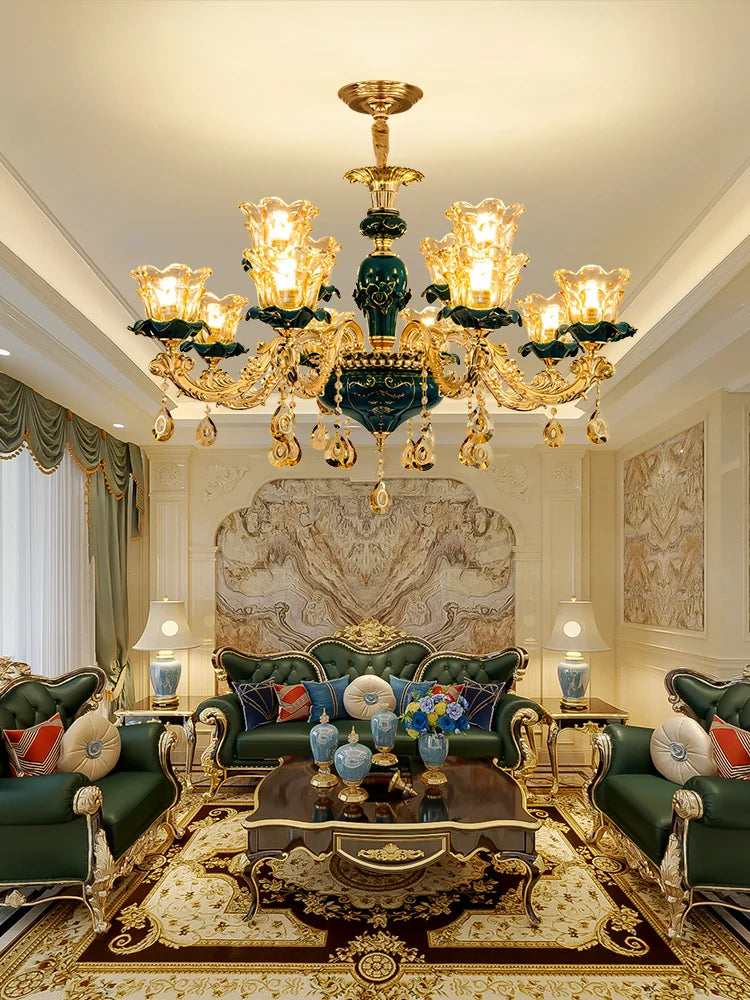 Decorbites™ Dunkelblaues Kristall-Lüster, Vintage-Stil Deckenleuchte für Wohnzimmer, Schlafzimmer, Villa