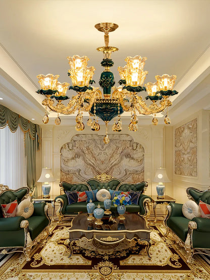 Decorbites™ Dunkelblaues Kristall-Lüster, Vintage-Stil Deckenleuchte für Wohnzimmer, Schlafzimmer, Villa