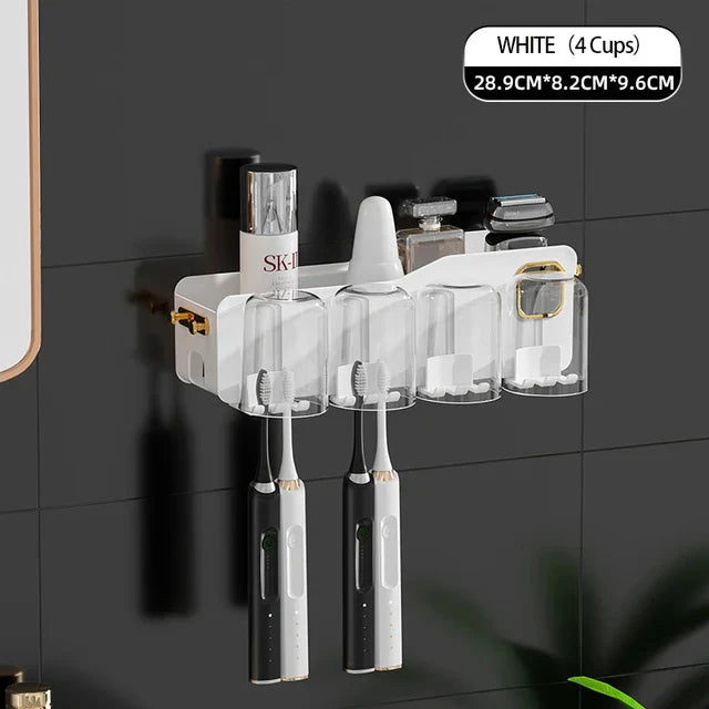 Decorbites™ Umgekehrtes Zahnbürstenhalter mit automatischer Zahnpasta-Presser & Make-up-Aufbewahrungsregal