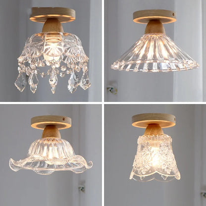 DecorBites™ Crystal Wood LED Ceiling Lamp Clear Glass Modern Indoor Lighting