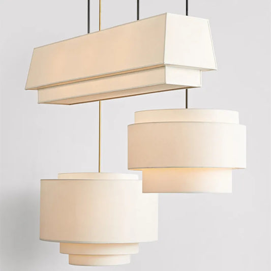 Decorbites™ Japanischer Stil Mehrstufiger Anhängerleuchte: Minimalistischer Stoffschirm für Wohnzimmer & Küchenzeile