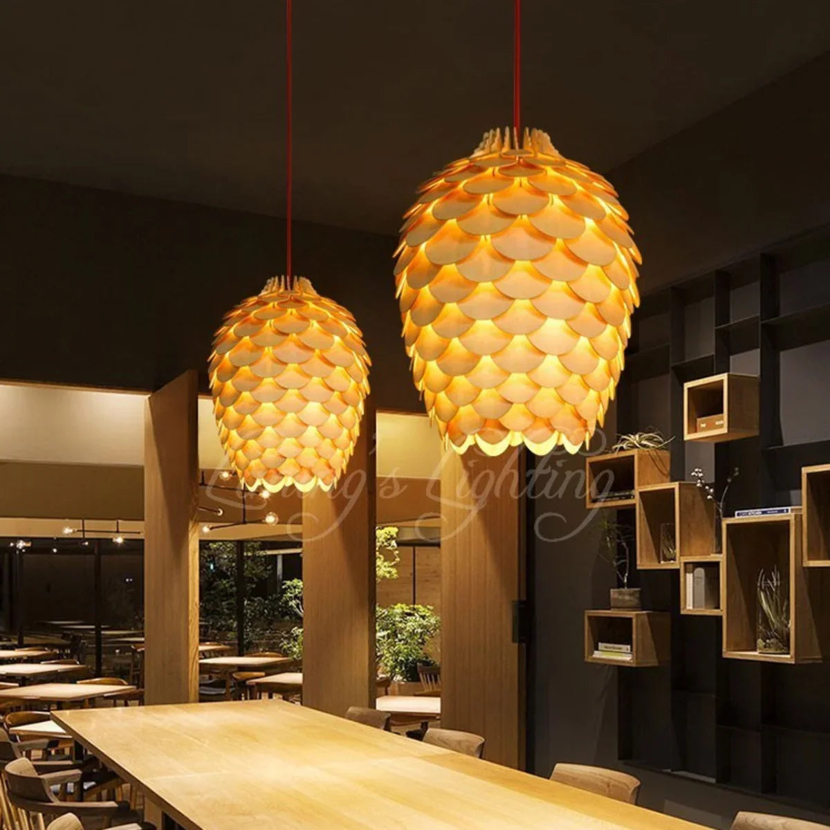 Nordic Oak Pinecone Wood Pendant Light