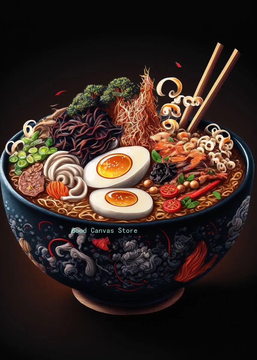 DecorBites™ Japanese Food Neon Posters Canvas Painting for Home Kitchen Decor