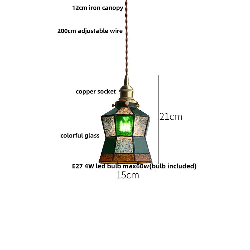 DecorBites™ Green Glass LED Pendant Lights, Adjustable Nordic Modern Hang Lamp for Bedroom, Kitchen, Hotel