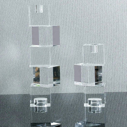 DecorBites™ Geometric Crystal Glass Candle Holder - Home Decor Accent