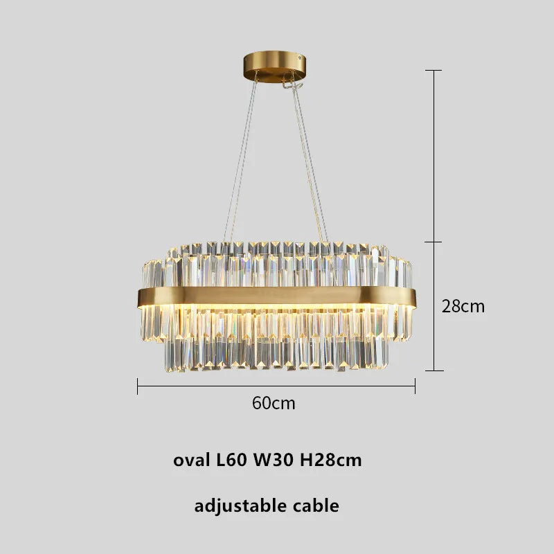 DecorBites™ Gold Metal Crystal Pendant Light - Dimmable LED Hanging Lamp