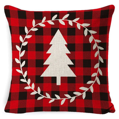 DecorBites™ Elk Print Linen Pillowcase: Festive Christmas Cushion Cover for Sofa - 2023 New Year Decor