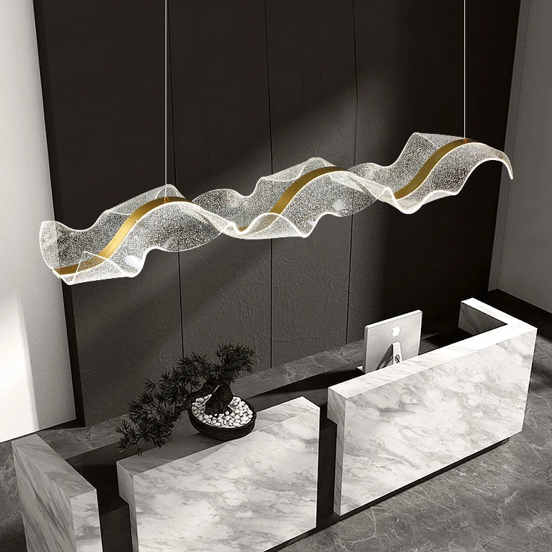 Decorbites™ Gold Wellen-Design Acryl-Hängelampe Kronleuchter für Wohnzimmer & Küche
