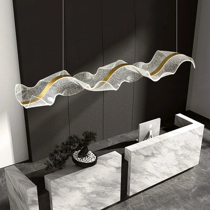 Decorbites™ Gold Wellen-Design Acryl-Hängelampe Kronleuchter für Wohnzimmer & Küche