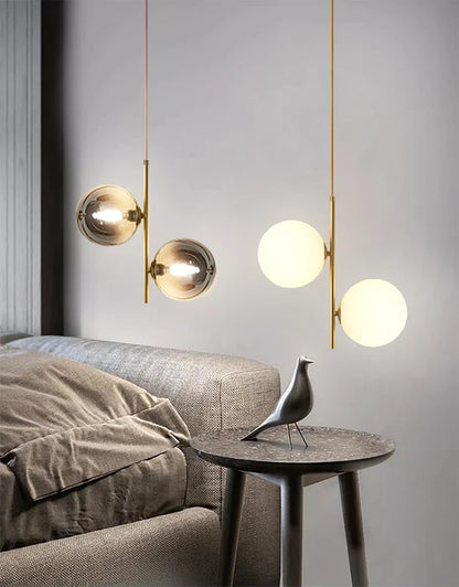 Nordische Glas-Kugelleuchten Pendellampen Spannung 110V 220V Heimdekoration Esszimmer Schlafzimmer Nachttisch Eck-Hängeleuchten für die Decke