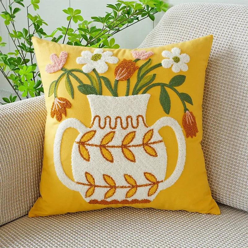 Decorbites™ Grüne Tulpenstickerei Kissenbezug 45X45CM - Sofa Bett Büro Auto Stuhlhülle