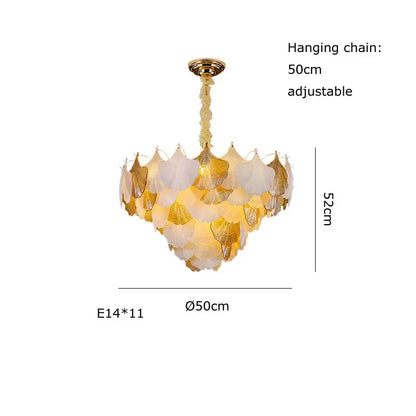 DecorBites™ Ginkgo Art Deco Dimmable Chandelier for Dinning Room