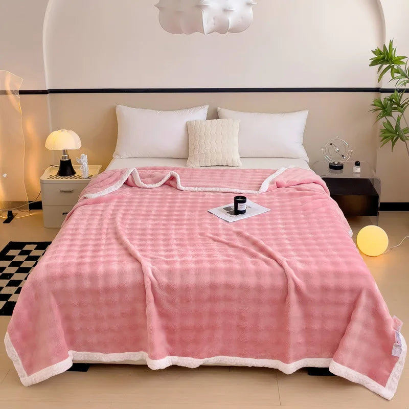 Decorbites™ Imitat-Kaninchenvelours-Warme-Decke: Weiche Flauschige Korallenfleece-Schoß-Sofawurfdecke