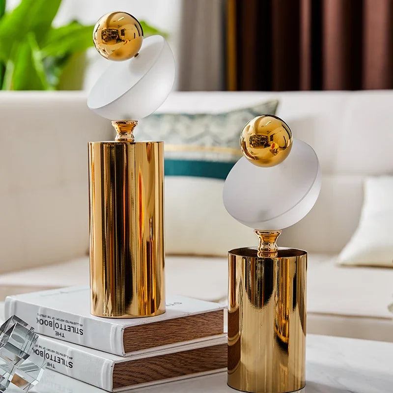 DecorBites™ Geometric Golden Ball Frosted Glass Ornament Home Decor