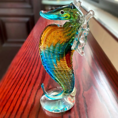 Decorbites™ Handgeblasene Glas-Seepferdchen-Figur, Kristall-Tier-Handwerks-Sammlungsausstellung