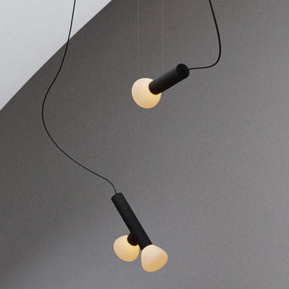 DecorBites™ Glass Pendant Lights with Adjustable Cord for Hall, Dining Room, Office - White Glass