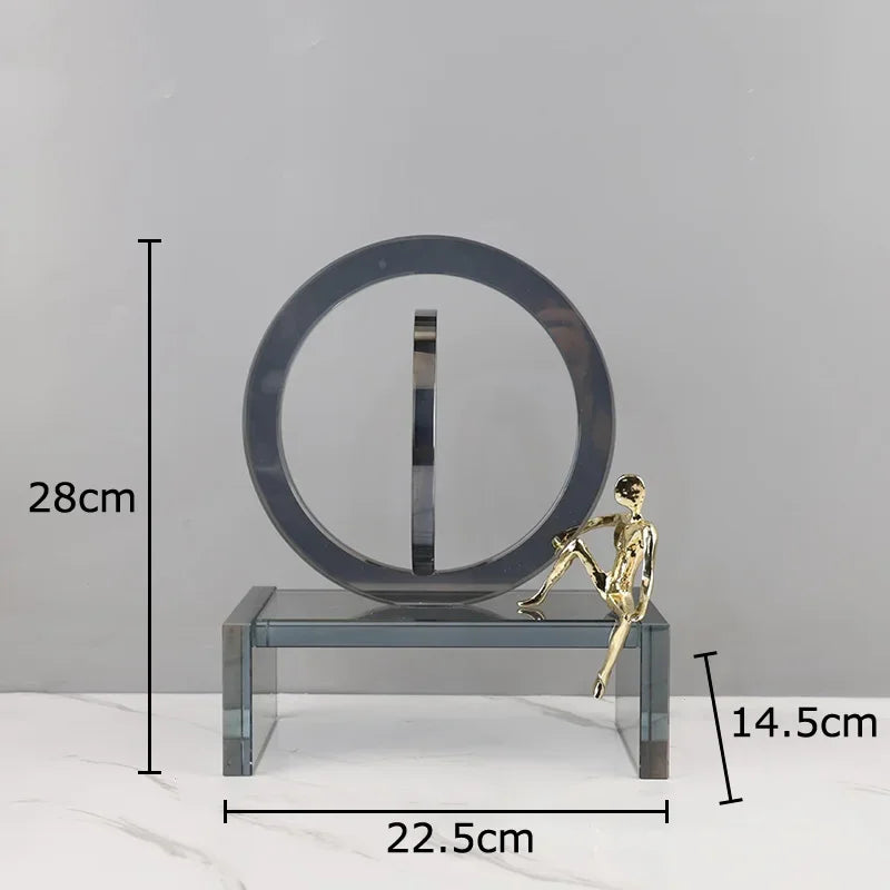 Decorbites™ Kristall Geometrischer Ring Stuhlbasen-Dekor - Goldene Figurenstatue für Raumästhetik