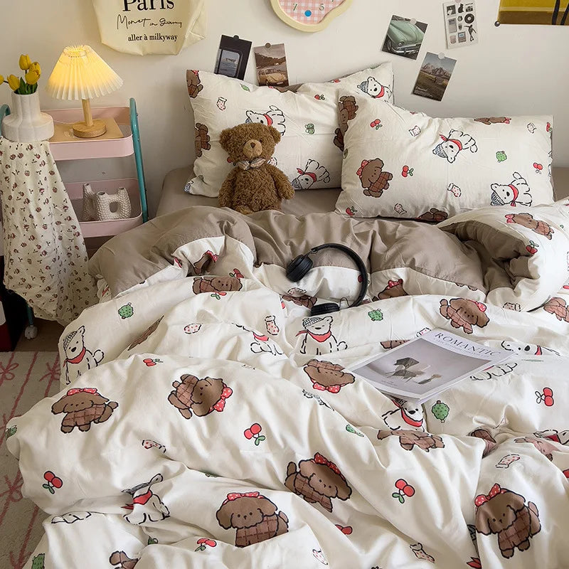 Decorbites™ Korean Floral Print Einzelbettwäschebezug: Süßer Komfort, ganzjährig, hautfreundlich
