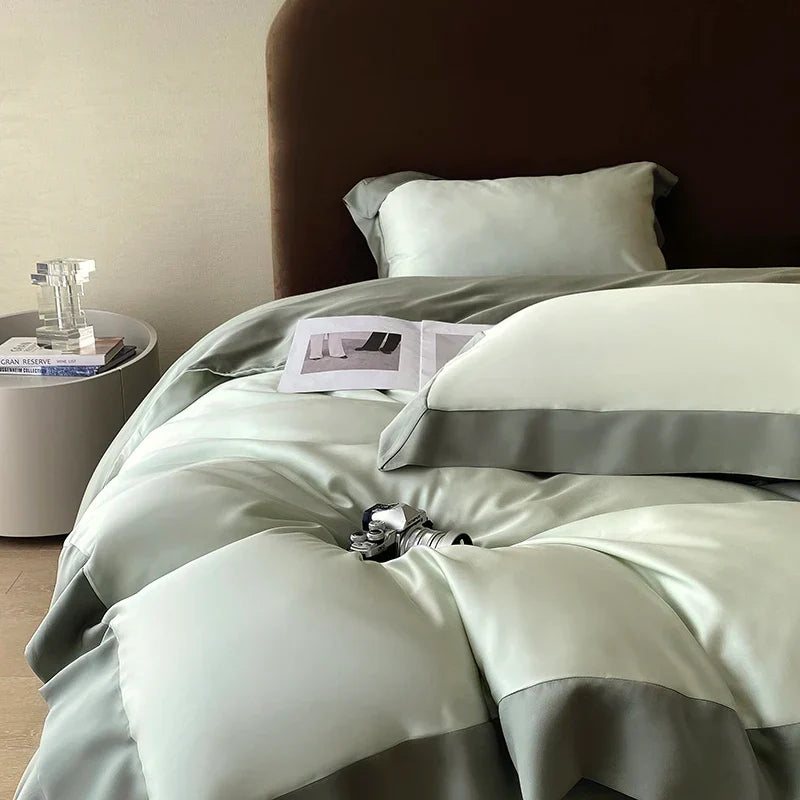 Decorbites™ Eukalyptusfaser-Bettwäsche-Set, Sommerkühle, Seidige Steppdecke, Bettbezug, Laken-Set