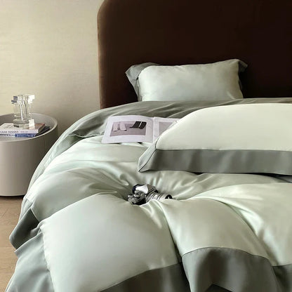 Decorbites™ Eukalyptusfaser-Bettwäsche-Set, Sommerkühle, Seidige Steppdecke, Bettbezug, Laken-Set