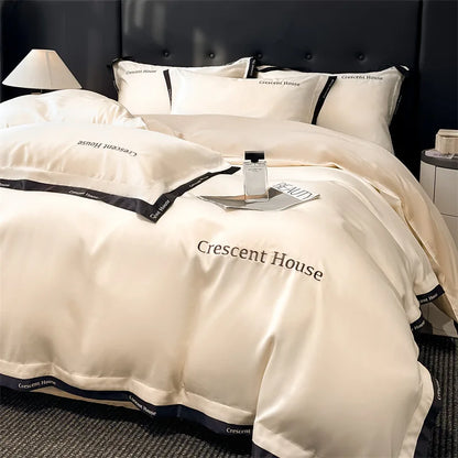 Decorbites™ Eissilber-Stickerei-Bettwäsche-Set | Hautfreundliches Bettbezug-Set | Daunendecken-Sets