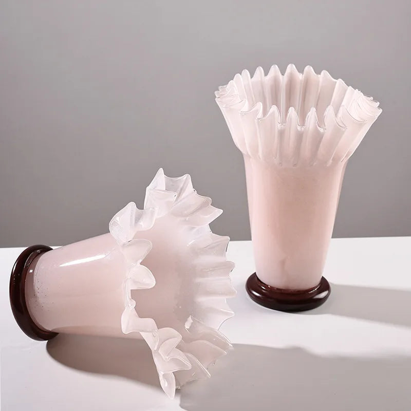 Decorbites™ Große Glasvase mit Lotosblatt-Rand für die Heimdekoration