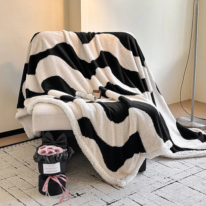 DecorBites™ Double-Layer Jacquard Lamb Wool Blanket - Cozy Sofa Throw for Winter Home Comfort