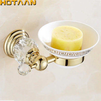 Decorbites™ Gold Kristall Messing Keramik Badezimmer Seifenhalter Heimdekoration Verbessern Sie die Badezimmeraufbewahrung