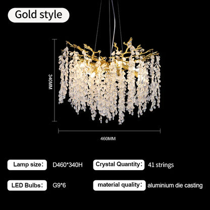 DecorBites™ Crystal Branch Chandelier: Elegant LED Ceiling Light for Living/Dining Room & Foyer