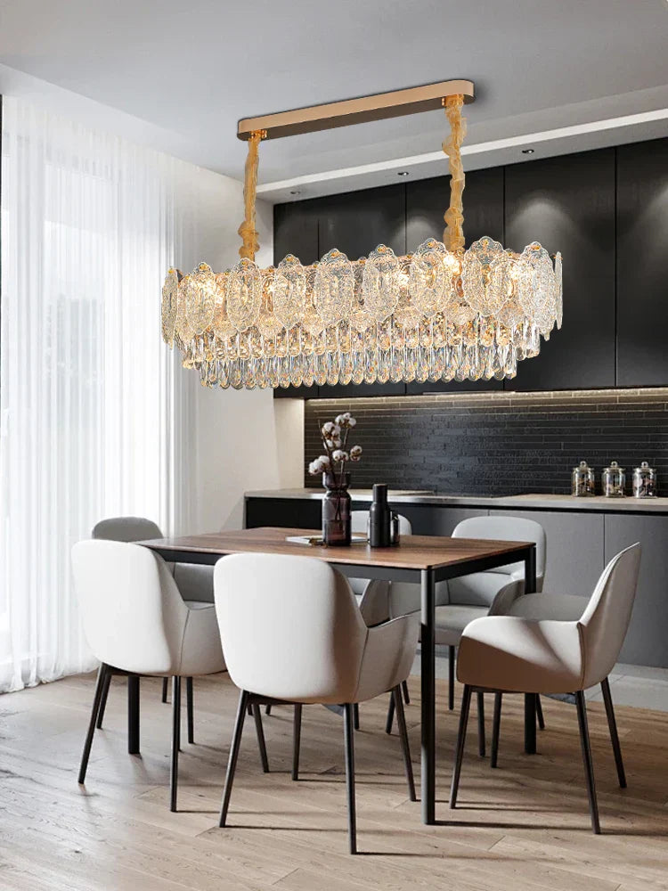 Gold Crystal Dining Pendant Round Dia120cm