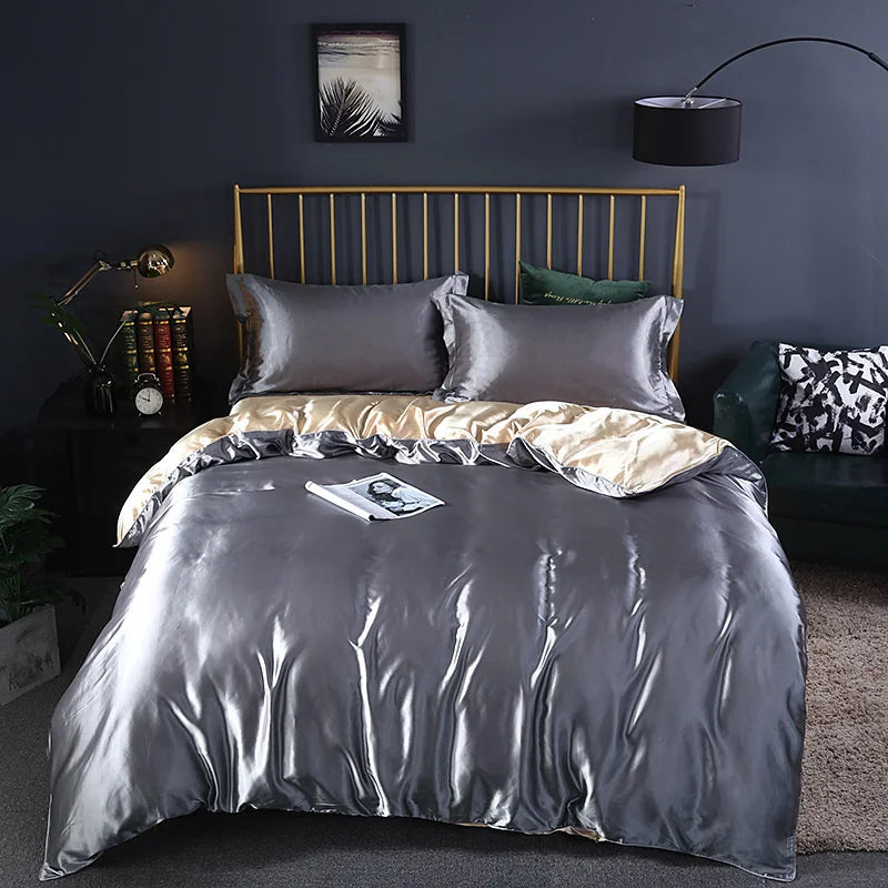 DecorBites™ King Size Silk-Blend Duvet Cover Set with Pillowcases