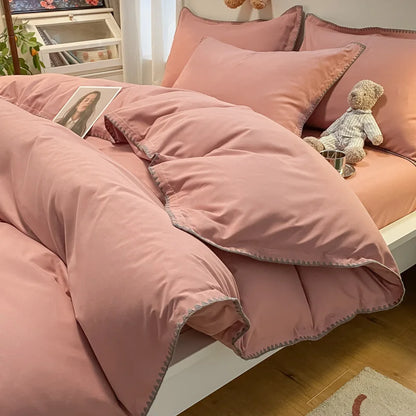 DecorBites™ Cozy Shell Edges Bedding Set: Soft Duvet & Fitted Sheet for Autumn/Winter