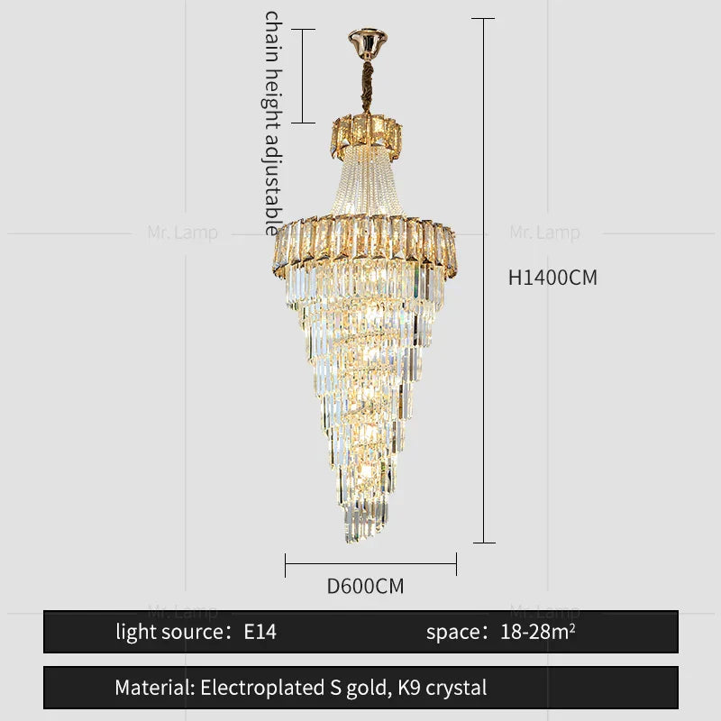 Decorbites™ Elegante Kristall-Leuchter für Duplex-Spiraltreppe und Wohnzimmer