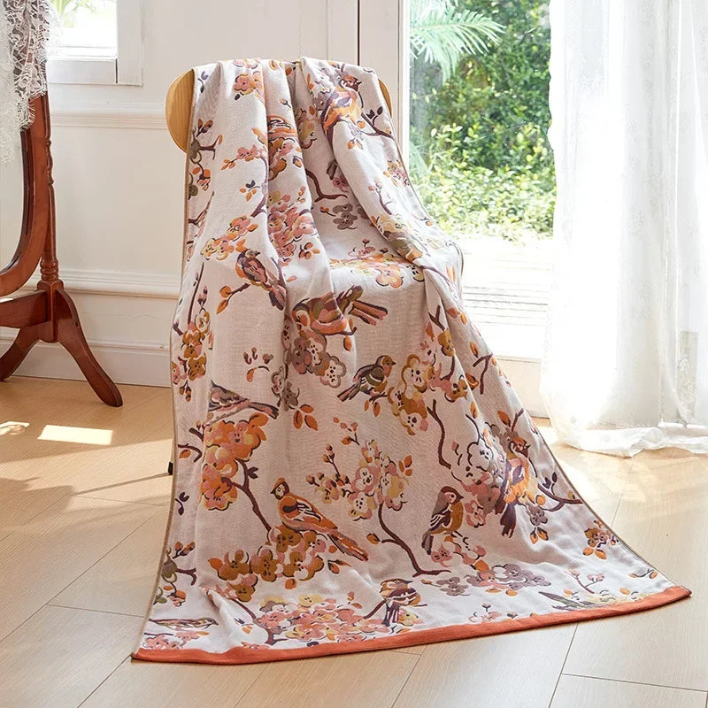 Decorbites™ Baumwoll-Gaze-Pfau-Badhandtuch - Weich, hautfreundlich, schnell trocknend - 90x180 cm