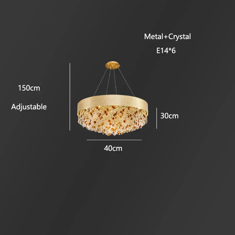 Decorbites™ Rundes Kristall-Leuchter-Pendant-Lampe für Wohnzimmer, Hotelfoyer, Kücheninsel