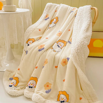 Decorbites™ Gemütliche Milchvelours-Cartoon-Decke für Einzelbett, Studentenwohnheim: Frühling & Herbst Decke