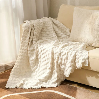 Decorbites™ Gestrickte Waffelmuster-Decke - Ganzjährige Sofabezug, Bettüberwurf und Handtuch für das Bettende