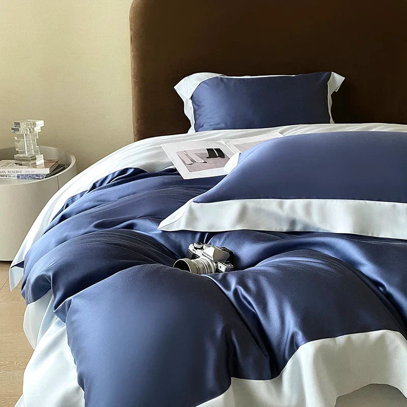 Decorbites™ Eukalyptusfaser-Bettwäsche-Set, Sommerkühle, Seidige Steppdecke, Bettbezug, Laken-Set