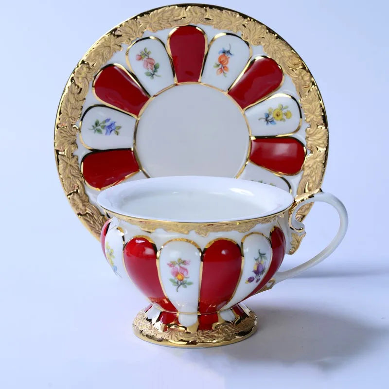 Decorbites™ Geprägtes Gold Bone China Teetassenservice-Set, Deutsches Design Trinkgeschirr