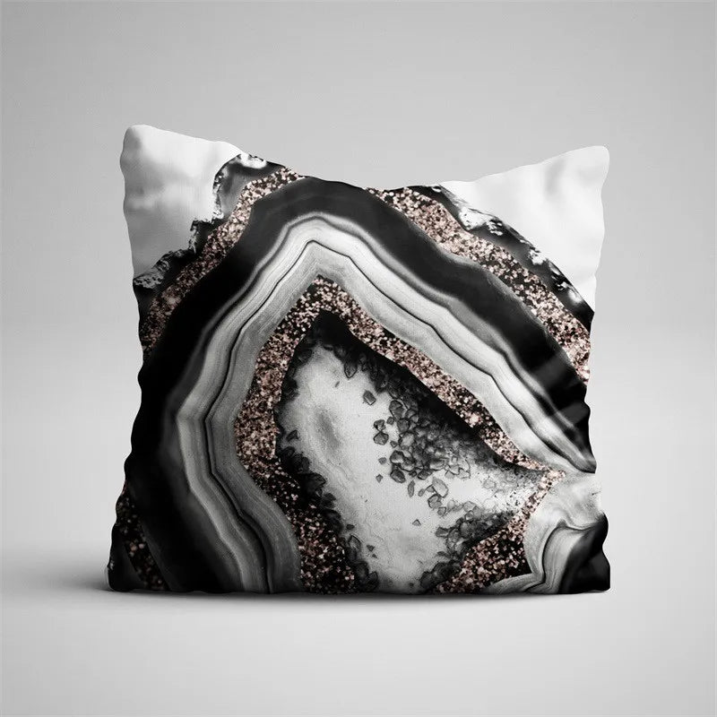Decorbites™ Grauer Marmor Schwarzer Achat Kissenbezug für Heim-Sofadecoration und Stühle