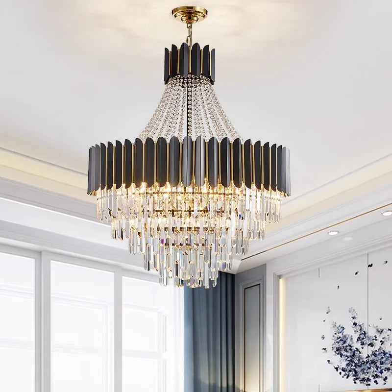 Decorbites™ Kristall-LED-Kronleuchter in Schwarz-Gold-Finish für das Esszimmer