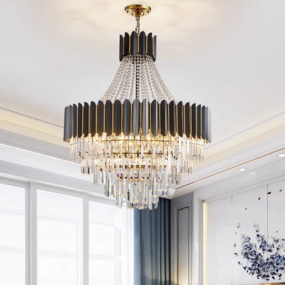 Decorbites™ Kristall-LED-Kronleuchter in Schwarz-Gold-Finish für das Esszimmer