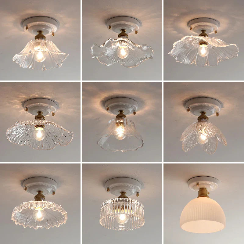 DecorBites™ LED Canopy Ceiling Light Glass Copper Luminaria De Teto